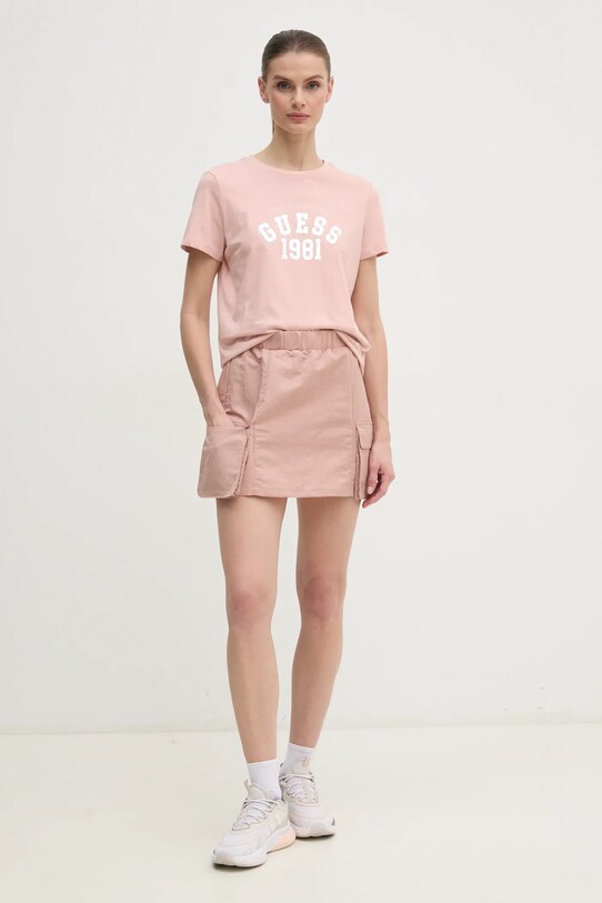 Guess tricou din bumbac MARTINA V5RI06.I3Z14 roz SS25