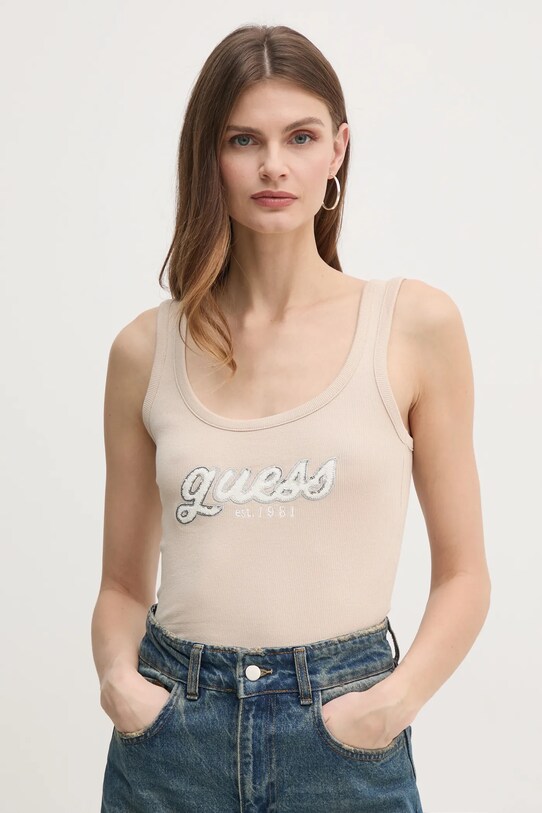 Guess top CHENILLE imprimeu bej W5RP03.KA0H1