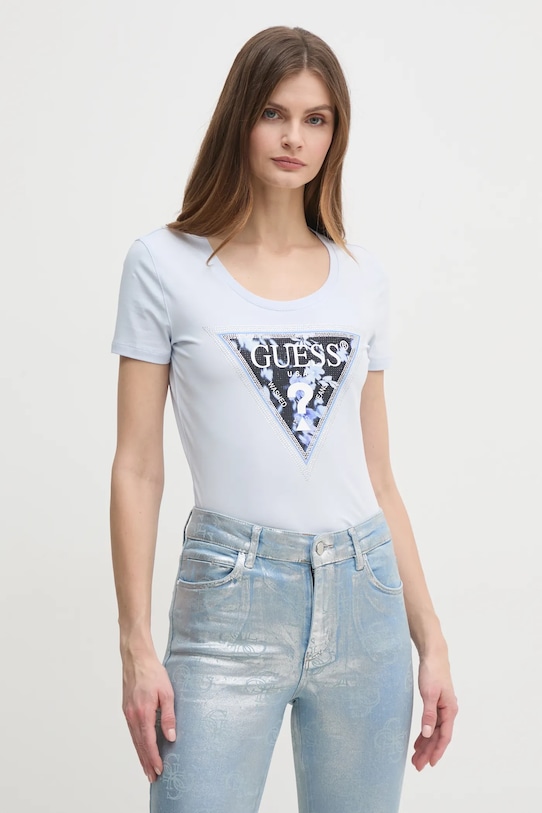 Guess tricou imprimeu albastru W5RI00.J1314