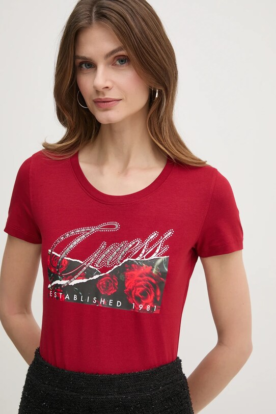 Îmbrăcăminte Guess tricou W5RI03.J1314 burgundia