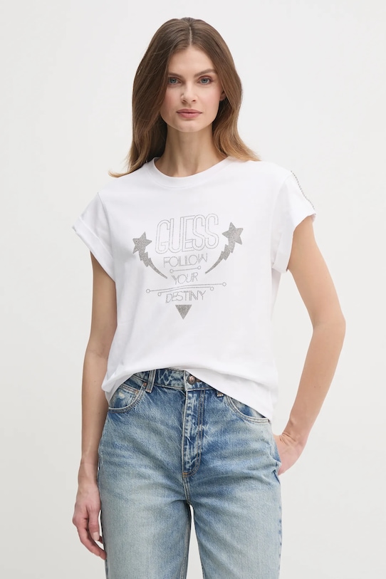 Guess tricou imprimeu alb W5RI06.I3Z14