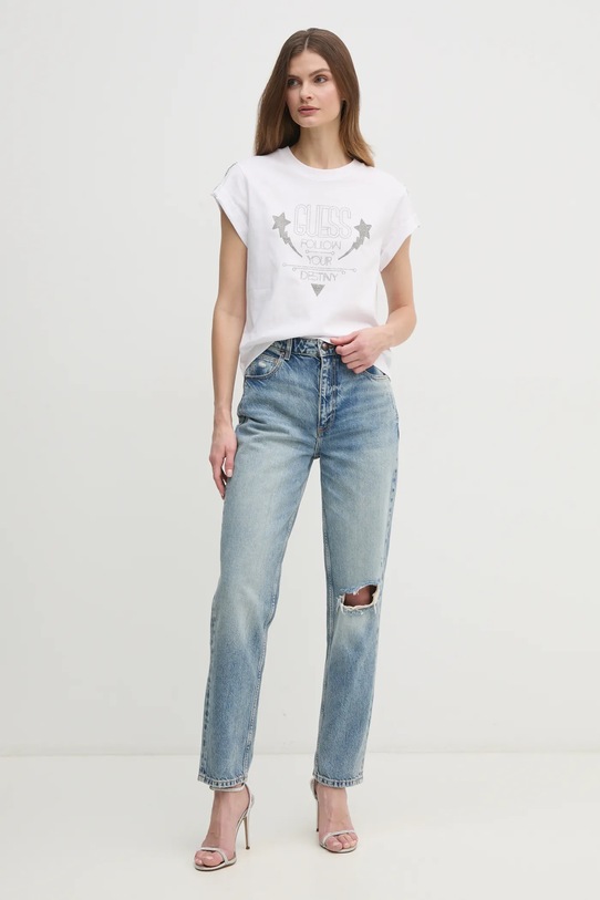 Guess tricou W5RI06.I3Z14 alb SS25