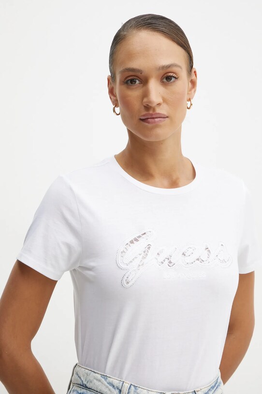 Хлопковая футболка Guess белый W5RI08.K9RM1
