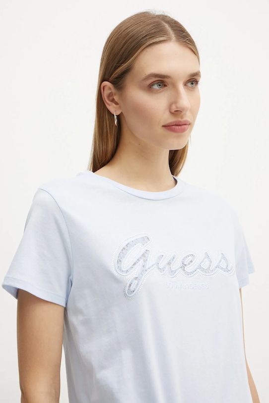 Guess tricou din bumbac albastru W5RI08.K9RM1