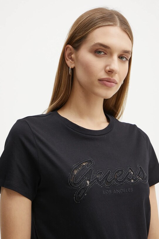 Хлопковая футболка Guess чёрный W5RI08.K9RM1