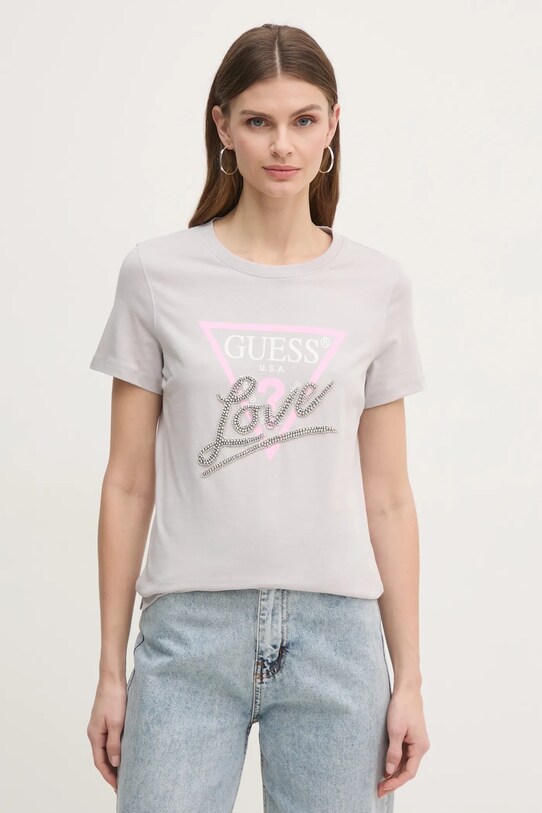 Guess t-shirt bawełniany regular szary W5RI10.I3Z14