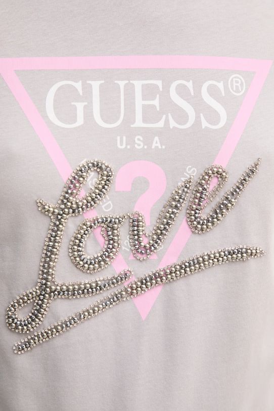 Βαμβακερό μπλουζάκι Guess γκρί W5RI10.I3Z14