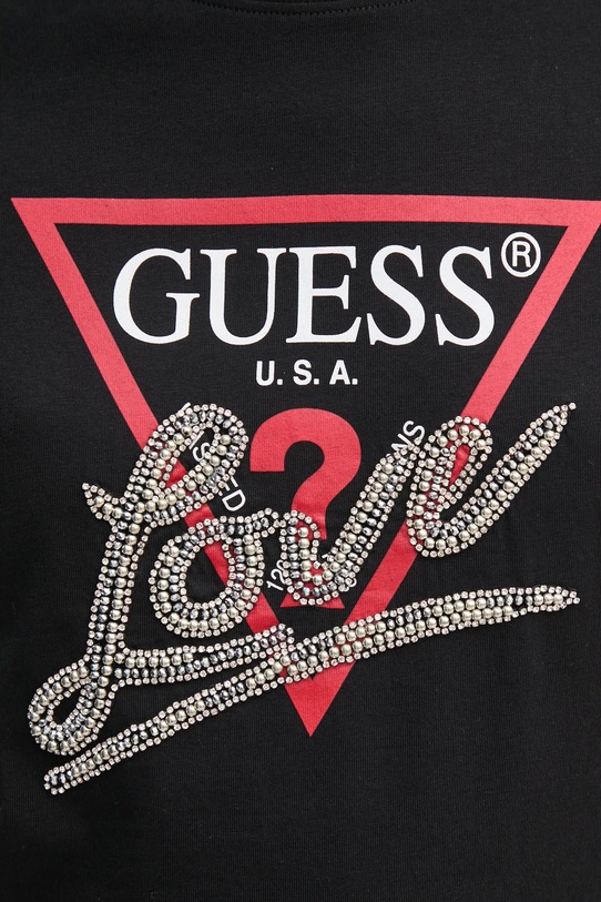 Βαμβακερό μπλουζάκι Guess W5RI10.I3Z14 μαύρο