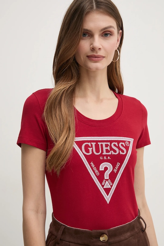 Îmbrăcăminte Guess tricou W5RI11.J1314 burgundia