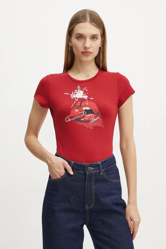 Majica kratkih rukava Guess print crvena W5RI23.K49A1