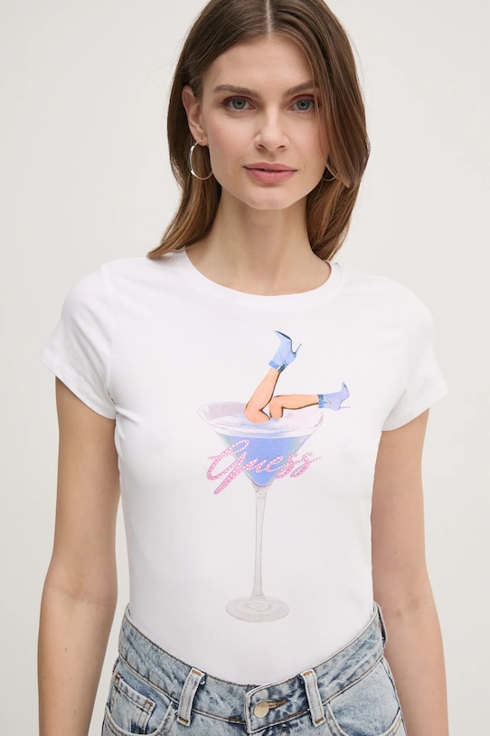 Guess tricou imprimeu alb W5RI29.KA0Q1