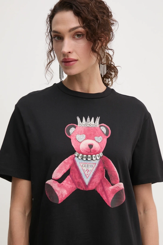 Bavlněné tričko Guess černá W5RI30.K9RM1