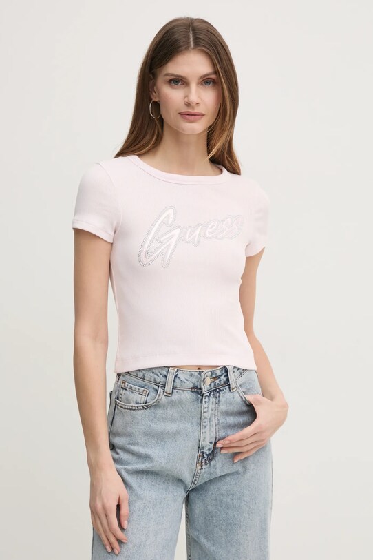 Îmbrăcăminte Guess tricou W5RI68.KA0H1 roz