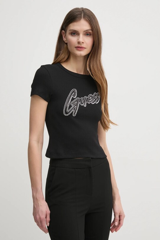 Guess tricou negru W5RI68.KA0H1