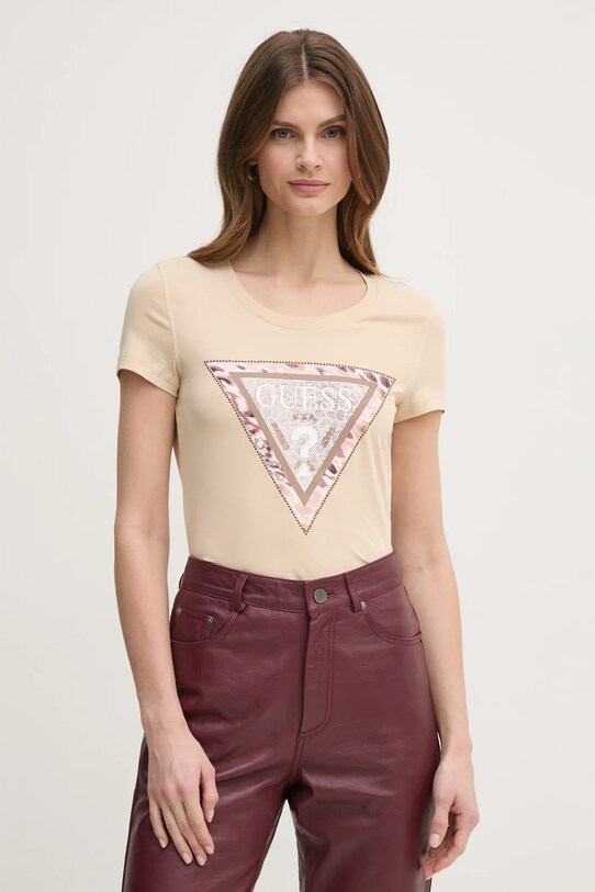 Футболка Guess с эластаном бежевый W5RI22.J1314