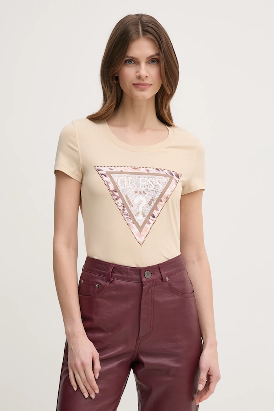 Guess tricou imprimeu bej W5RI22.J1314
