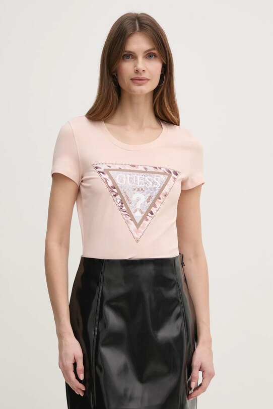 Футболка Guess з еластаном рожевий W5RI22.J1314