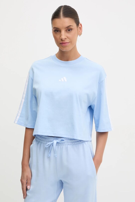 adidas t-shirt Essentials pamut kék JE1197
