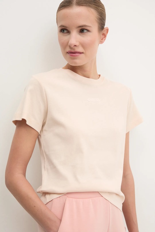 Guess tricou din bumbac GELSEY bej V5RI14.KCOI1