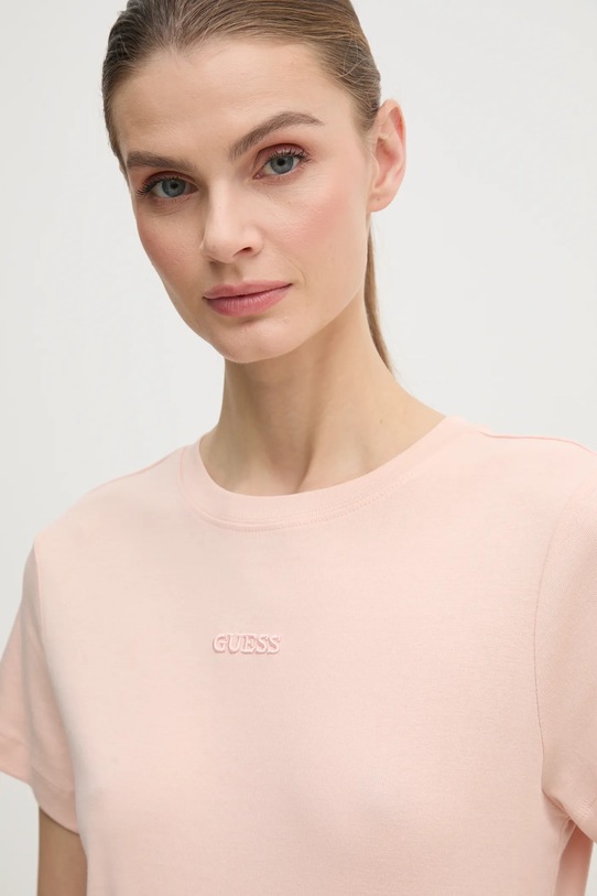 Бавовняна футболка Guess GELSEY regular рожевий V5RI14.KCOI1