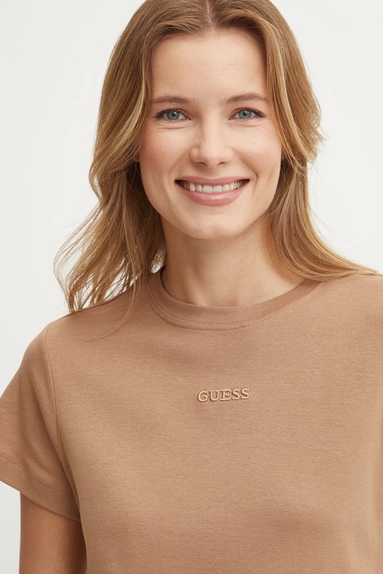 Bavlněné tričko Guess GELSEY hnědá V5RI14.KCOI1