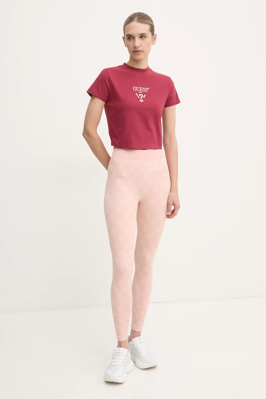 Guess t-shirt COLETTE V4YI20.KCDH1 bordowy SS25