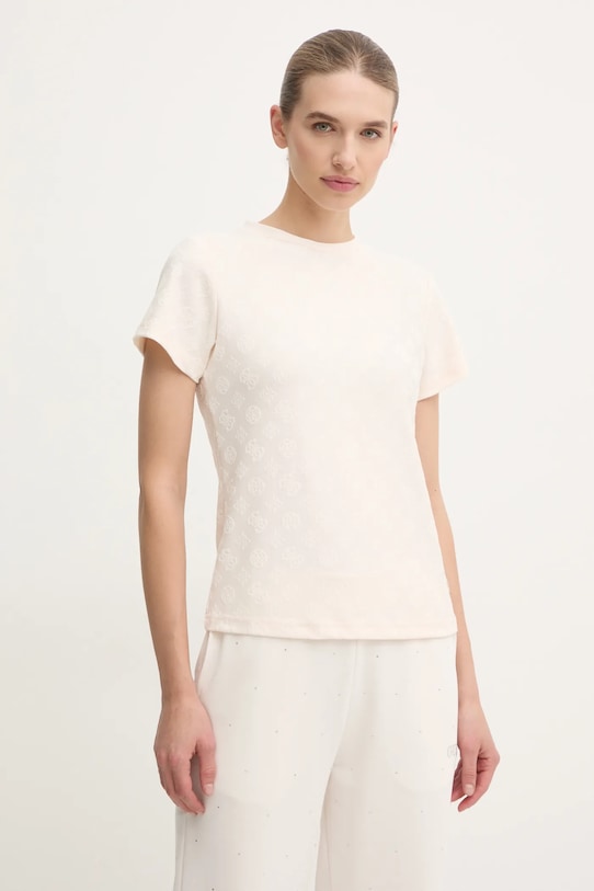 Guess tricou MONICA cu modele bej V5RI02.KCLG2