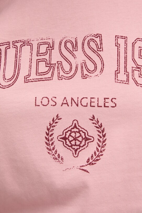Хлопковая футболка Guess SUZANNE V5RI00.KA260 розовый