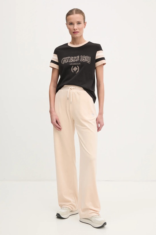 Guess t-shirt bawełniany SUZANNE V5RI00.KA260 czarny SS25