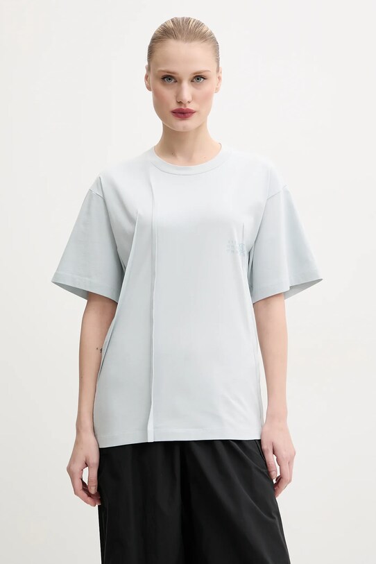 Bavlněné tričko MM6 Maison Margiela potisk tyrkysová S52GC0328