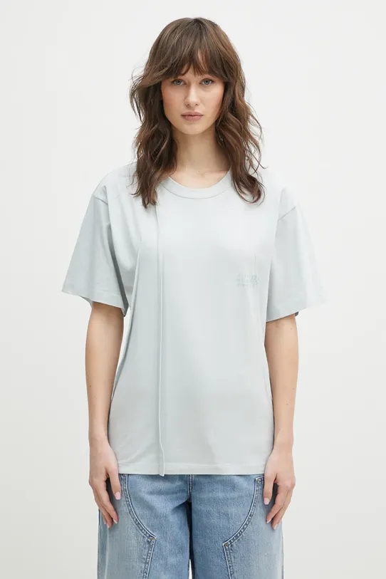 Bavlnené tričko MM6 Maison Margiela relaxed tyrkysová S52GC0328