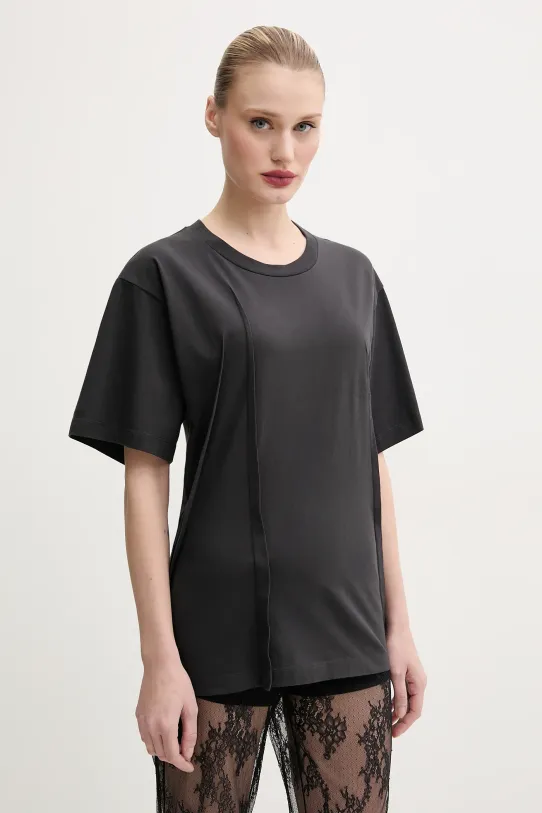 Памучна тениска MM6 Maison Margiela свободна черен S52GC0328