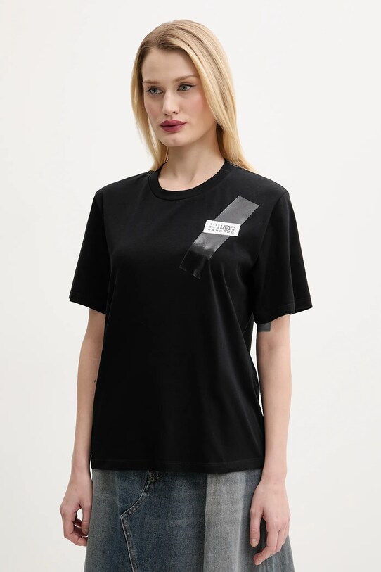 MM6 Maison Margiela tricou din bumbac print negru S52GC0336