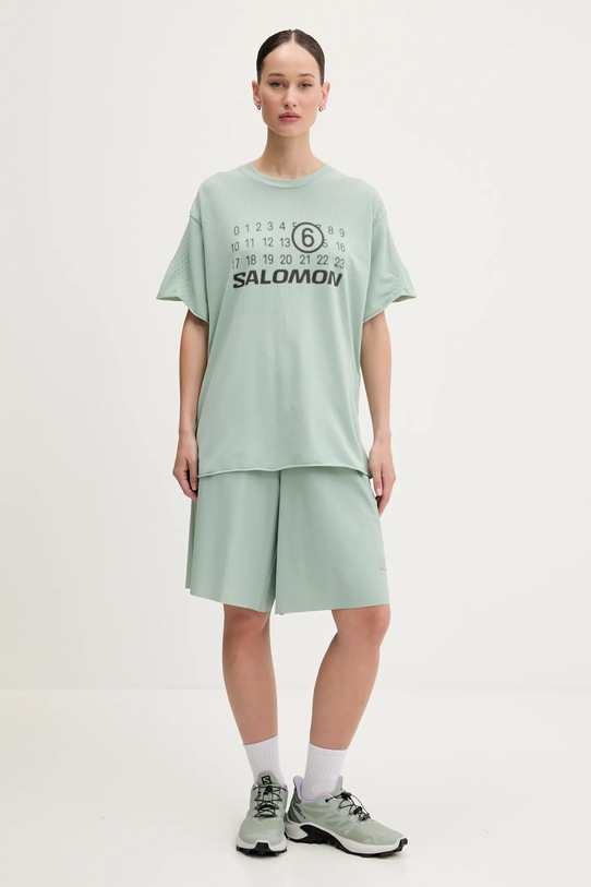 Kratka majica MM6 Maison Margiela x Salomon S52GC0345 zelena SS25
