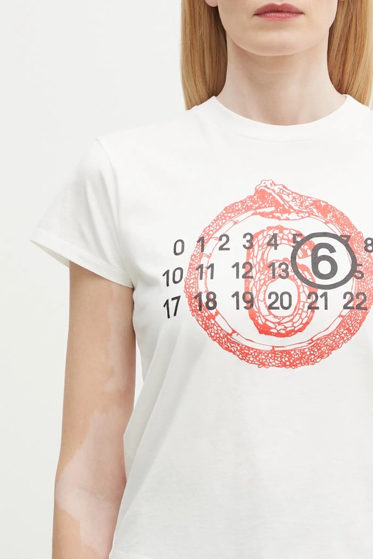Βαμβακερό μπλουζάκι MM6 Maison Margiela λευκό S62GD0196