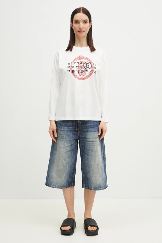 Pamučna majica dugih rukava MM6 Maison Margiela S62GD0197 bijela