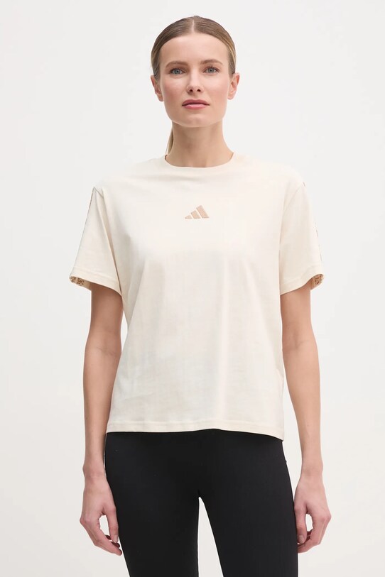 Бавовняна футболка adidas Essentials Animal бавовна бежевий JM1744