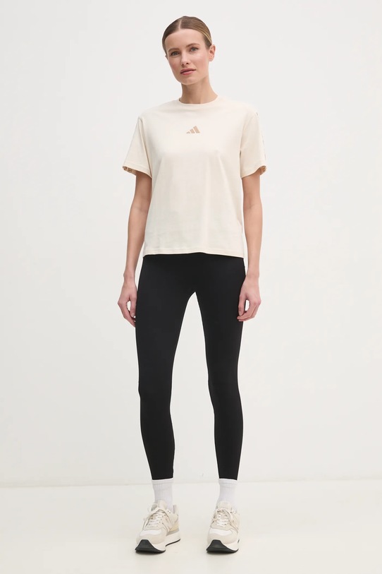 Хлопковая футболка adidas Essentials Animal JM1744 бежевый SS25