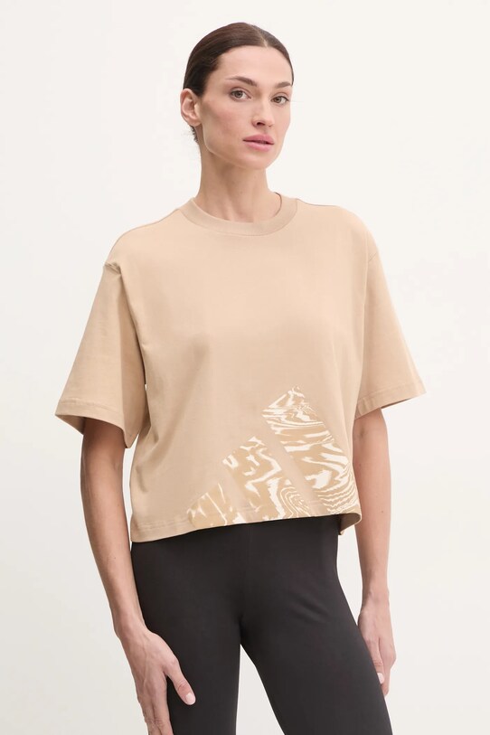 Хлопковая футболка adidas Essentials Animal хлопок бежевый JM1745