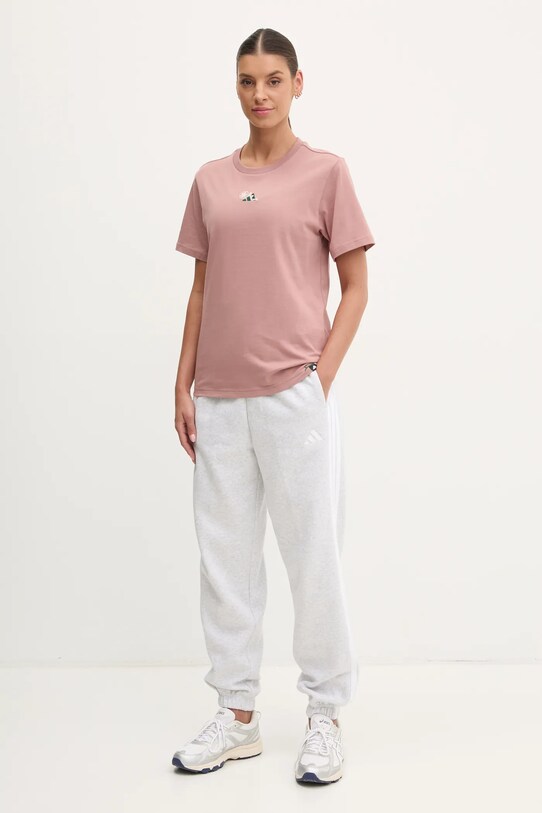 Хлопковая футболка adidas W L MINI TEE JJ4084 розовый SS25