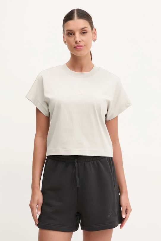 adidas t-shirt bawełniany ALL SZN aplikacja beżowy JJ1241