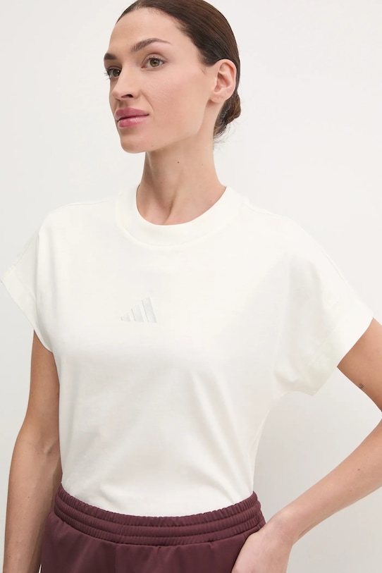 Хлопковая футболка adidas ALL SZN бежевый JJ1243