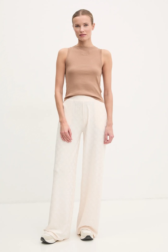 Памучен топ Guess GELSEY V5RP14.KCOI1 кафяв SS25