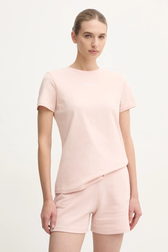 Guess t-shirt RHINESTONES pozostałe różowy V5RI18.I3Z14