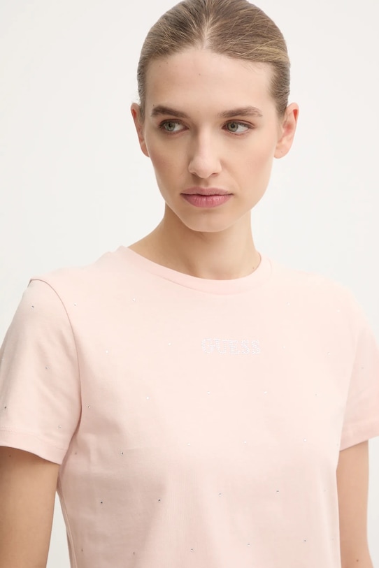 Guess t-shirt RHINESTONES różowy V5RI18.I3Z14