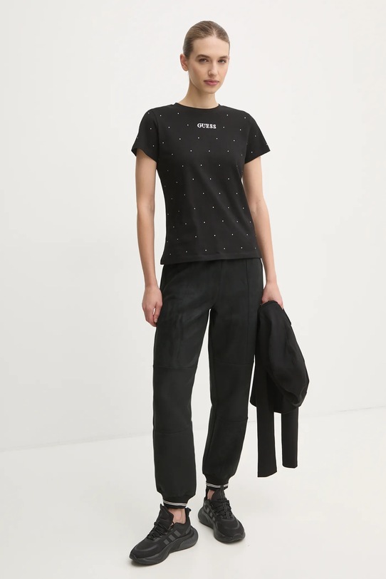 Tričko Guess RHINESTONES V5RI18.I3Z14 černá SS25