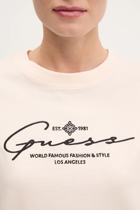 Памучна тениска Guess V5RI12.I3Z14 бежов