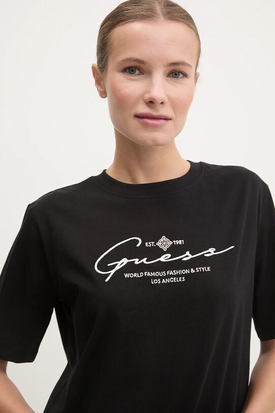 Памучна тениска Guess черен V5RI12.I3Z14