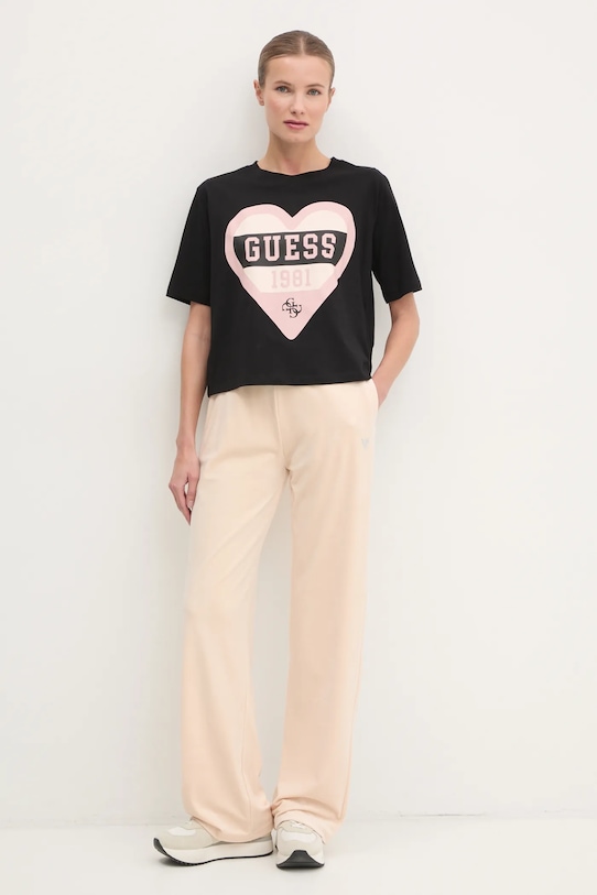 Bavlněné tričko Guess MONICA V5RI01.I3Z14 černá SS25