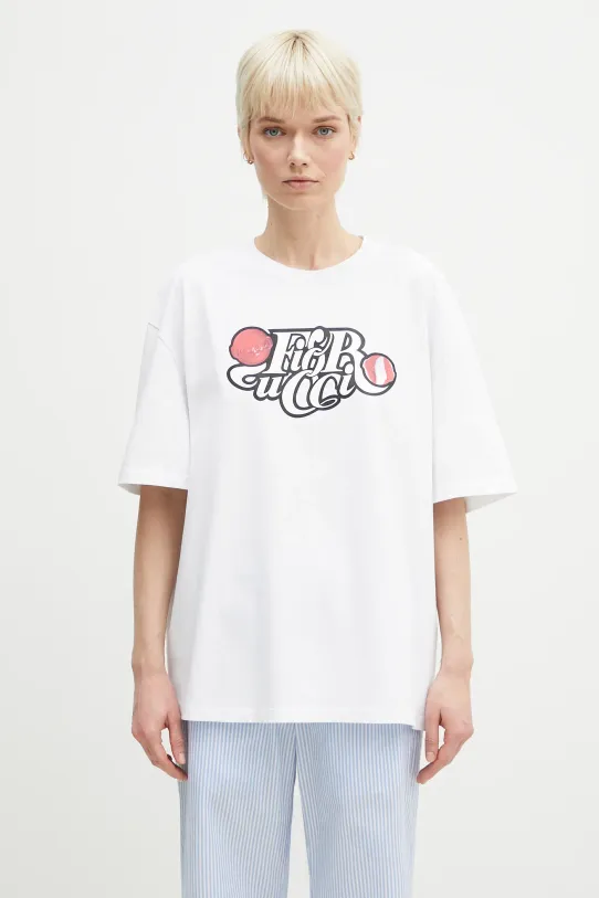 Fiorucci tricou din bumbac Curly Lollipop Logo Boxy Fit T-Shirt print alb U02SPTSH103CJ01WH10